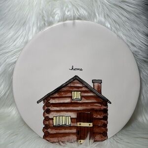 Rae Dunn Home Plate with Log Cabin